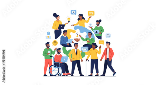 Inclusive Teamwork: Diverse Professionals Collaborating on Projects and Ideas