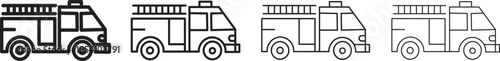 Minimalist outline transport icons collection including police ambulance