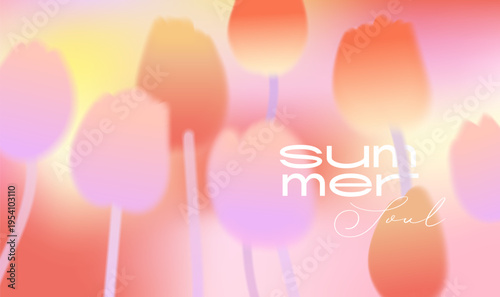 Abstract beauty background with soft blurred flowers. Delicate out of focus pastel peach and pink gradient aura mesh vector. Feminine elegant layout for cosmetic brand packaging, spa or salon banner.