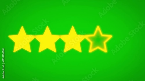 Animated star ratings on green background symbolizing review and feedback concepts