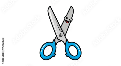 Scissors with blue handles cutting tool.