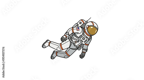 Astronaut floating in space suit.