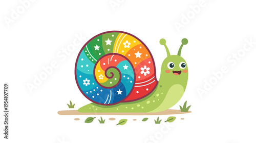 Colorful Snail Shell Detailed Illustration.