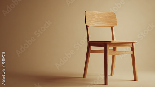 a simple chair on a solid neutral background, modern minimal design
