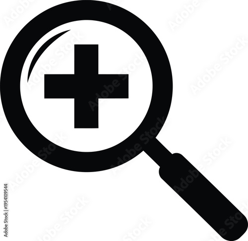Zoom in magnifying glass icon - enlarge & focus plus symbol graphic