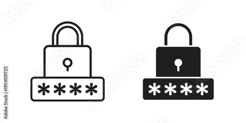 Password icon logo vector. Set of line icons. flat designs