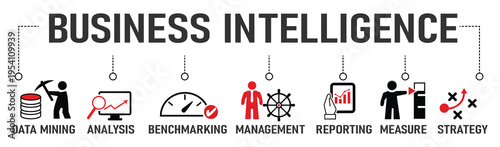 business intelligence process flowchart with icons flat design vector illustration