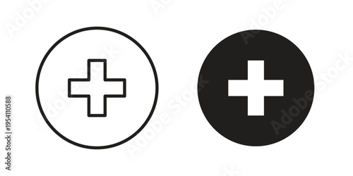 Plus icon logo vector. Set of line icons. flat designs