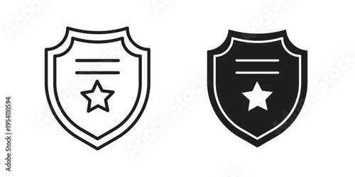 Police badge icon logo vector. Set of line icons. flat designs