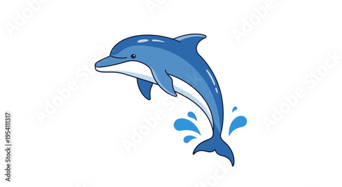 Cartoon blue dolphin jumping high.