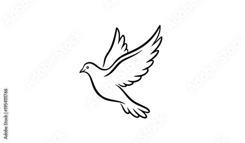 Minimal Single Stroke Flying Dove Line Art Peace Bird Vector Illustration