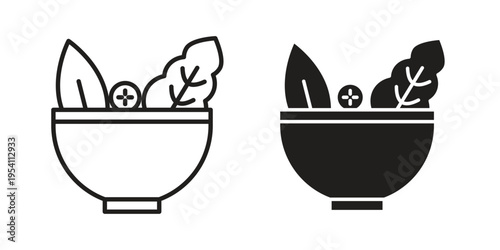 Salad icon logo vector. Set of line icons. flat designs