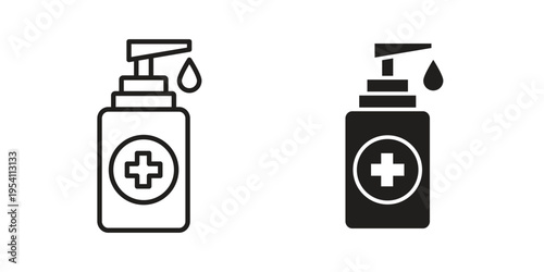 Sanitizer icon logo vector. Set of line icons. flat designs