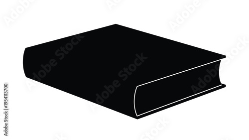 A stark black book rests closed a dramatic silhouette