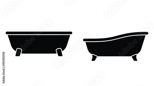 Two black bathtubs depicted in a striking silhouette