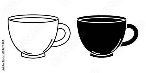 Coffee cup icon set with outline and solid style for beverage drink cafe branding use