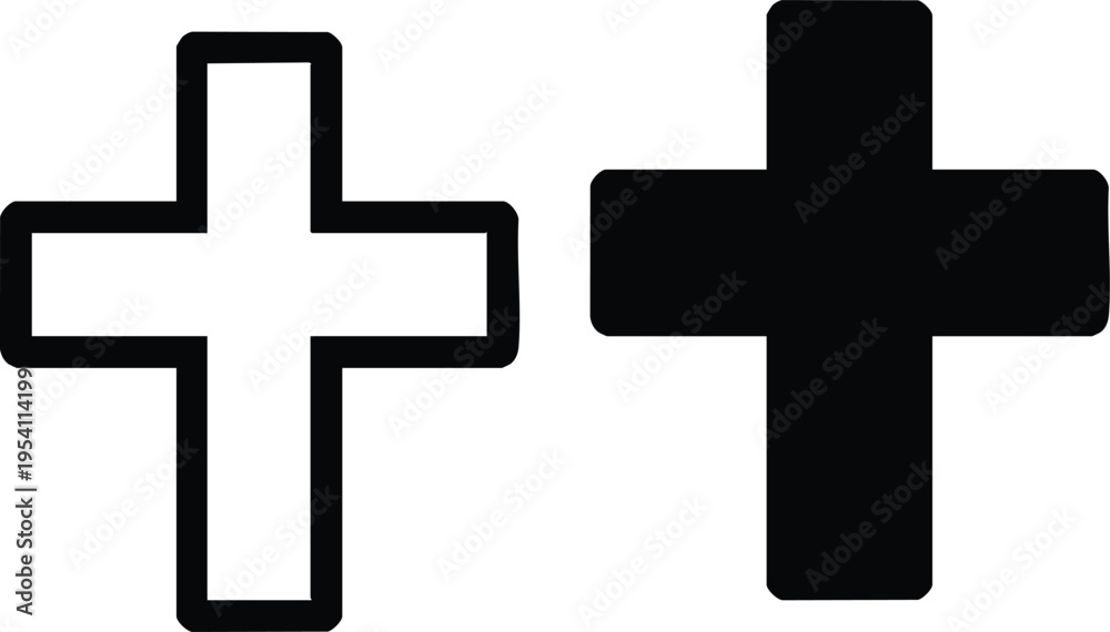 Obraz premium Black and white cross symbols side by side comparison