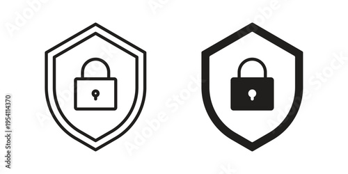 Shield lock icon logo vector. Set of line icons. flat designs