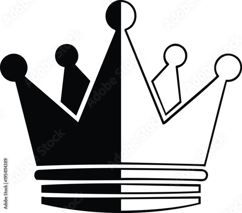 Black and white split crown halved