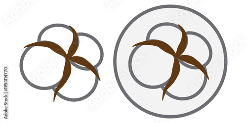 Cotton line icon set isolated on transparent background with editable stroke. Collection includes cotton flower in circle and simple symbols. Ideal for textile, fabric, organic, cotton pads, etc.
