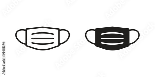 Surgical mask icon logo vector. Set of line icons. flat designs