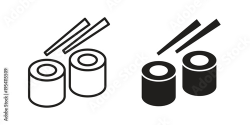 Sushi icon logo vector. Set of line icons. flat designs