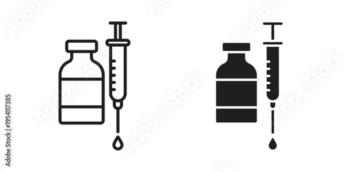Vaccine vial icon logo vector. Set of line icons. flat designs