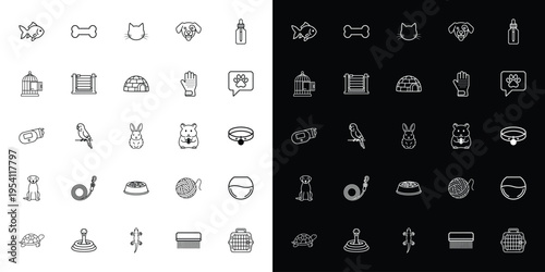 Set of 25 Pet Shop and Animal Care Line Icons Vector Collection for Website, Mobile App, and Marketing Materials