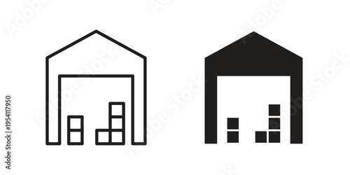 Warehouse icon logo vector. Set of line icons. flat designs