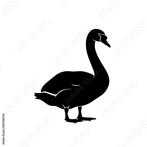 Goose silhouette vector icon on white background 