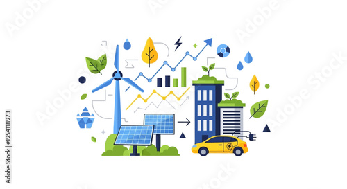 Sustainable Energy Solutions: Wind, Solar Power, Electric Vehicle Charging & Green City Development