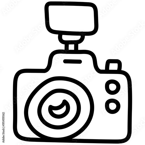 Vector style of digital camera, photographic equipment