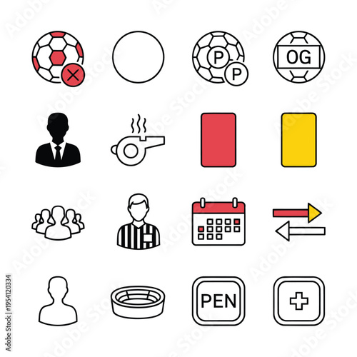 Soccer referee illustrates a penalty kick in a stadium with players