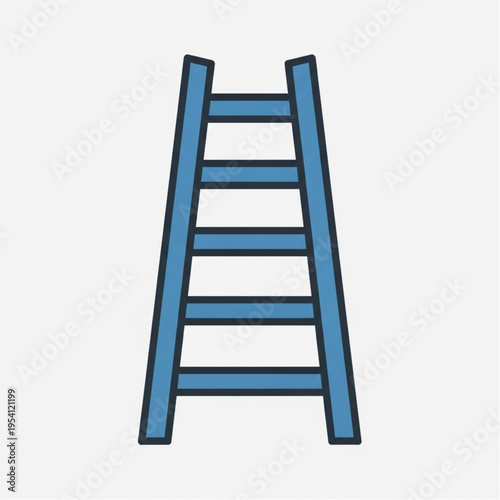 Blue Ladder with Rungs and Sides.