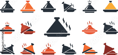 A collection of various tandoor oven icons on transparent background