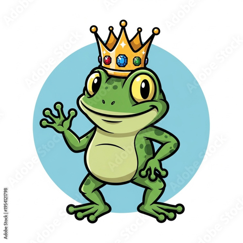Cartoon Frog Wearing a Crown Royalty.