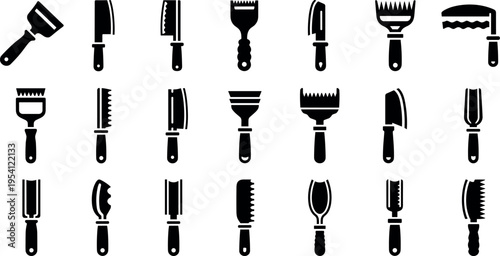 A collection of various painting tools icons on transparent background