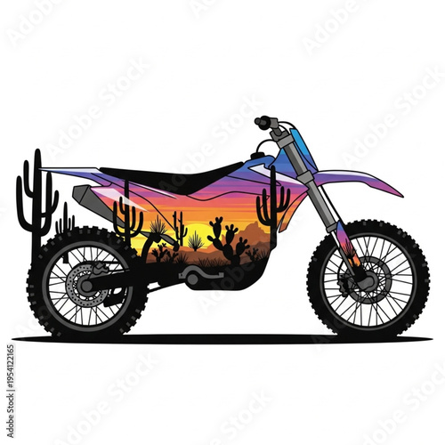 Dirt Bike Motorcycle Offroad Vehicle Illustration.