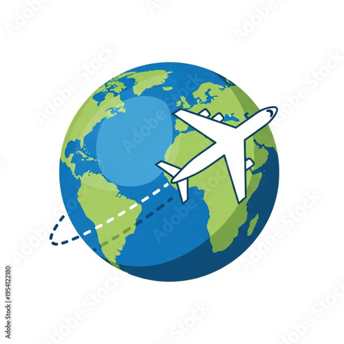 Airplane Flying Around the World.