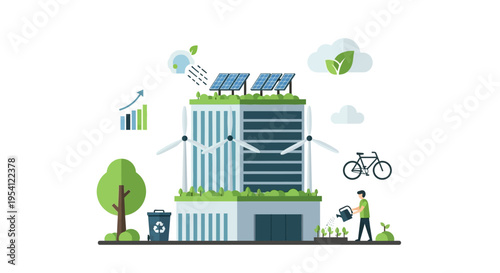 Green City Concept: Sustainable Building with Solar, Wind, and Eco-Friendly Practices