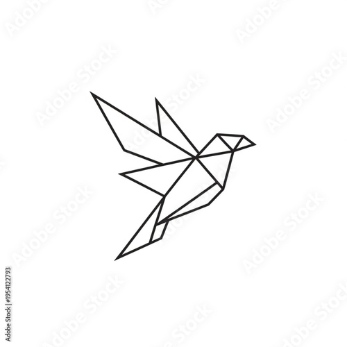 Origami Bird in Flight Simple Design.