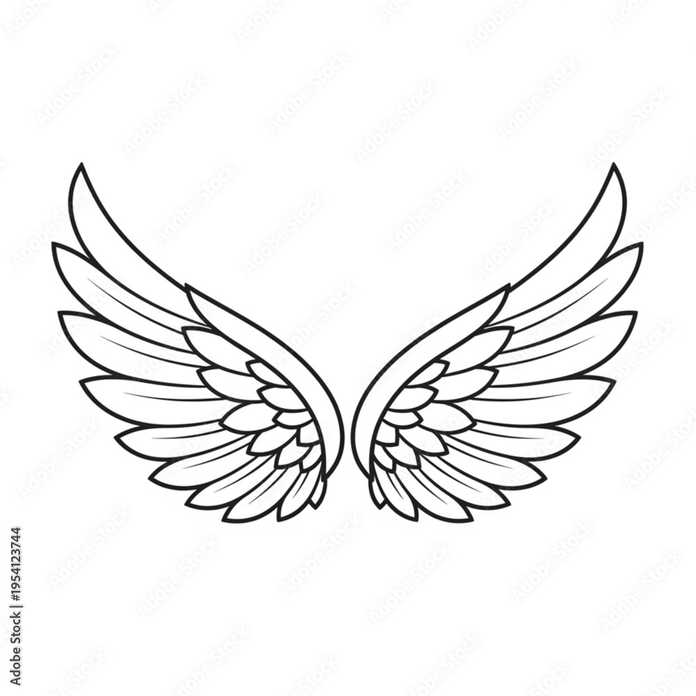 Obraz premium Angel Wings Illustration Simple Line Art Design.
