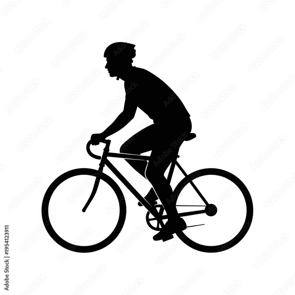 Fototapeta premium Silhouette of a Cyclist Riding Bicycle.