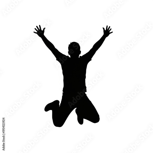 Silhouette of a Man Jumping Freely.
