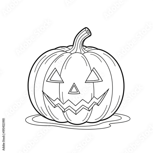 Halloween Pumpkin with Carved Spooky Face.