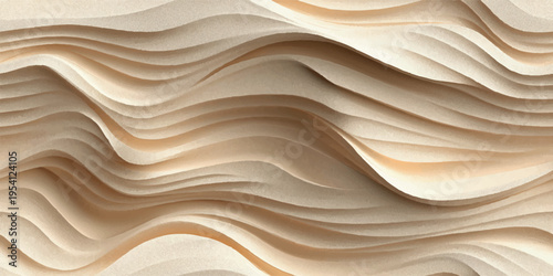 Modern 3D beige wave texture with seamless pattern for luxury interior design and home decor wallpapers.