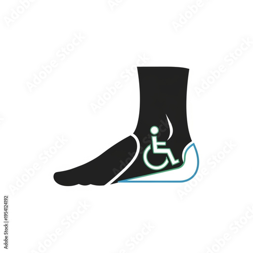 Black Sock with Disabled Sign Illustration.