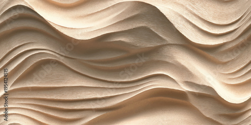 Modern 3D beige wave texture with seamless pattern for luxury interior design and home decor wallpapers.