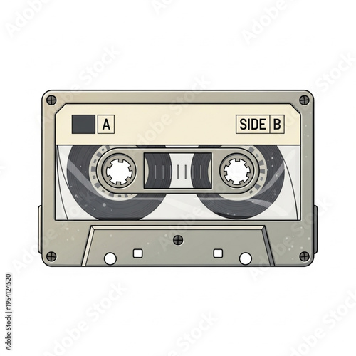 Cassette Tape Illustration with Dual Sides.