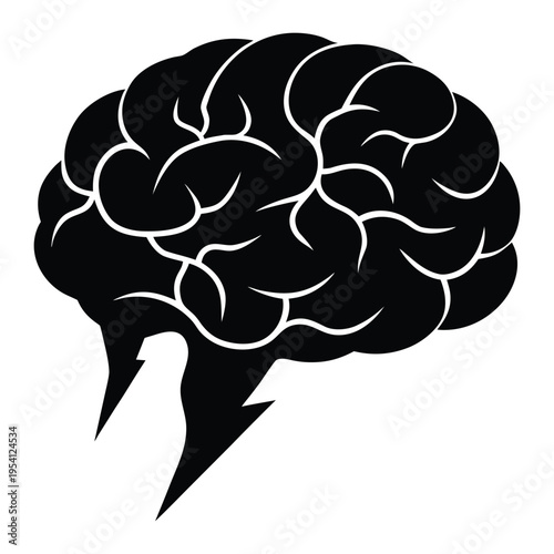 Brain Storm Lightning Concept Black and White Creative Idea Intelligence Symbol